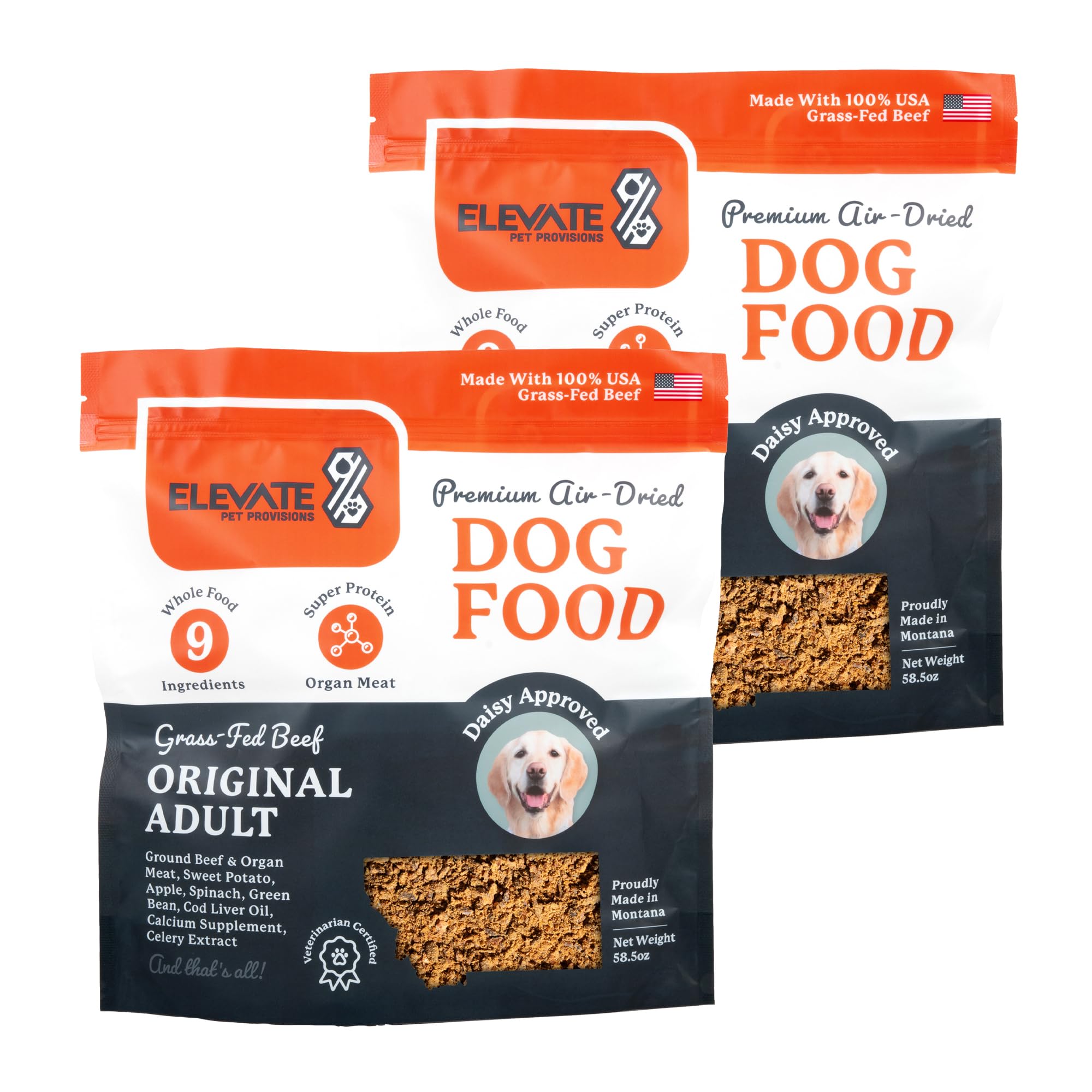 100% Human Grade Air Dried Dog Food - All Natural - USA Grass Fed Beef - Limited Ingredient - Grain Free - Dehydrated - Complete Meal or Dog Food Topper – Beef Flavor - 7.3 lb