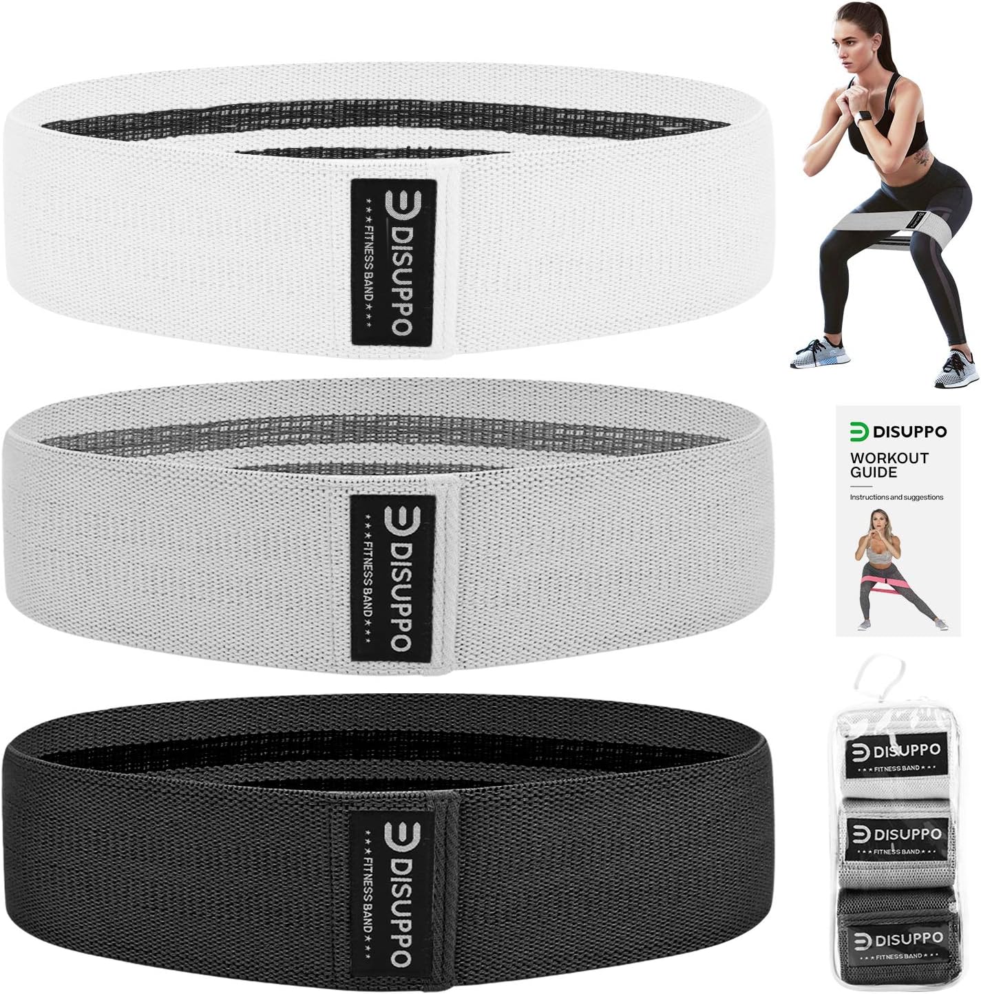 DISUPPO Resistance Bands for Legs and Butt, Workout Hip Bands High Exercise Bands Wide Booty Bands, Fabric Fitness Loop Bands for Body Stretching, Yoga, Pilates