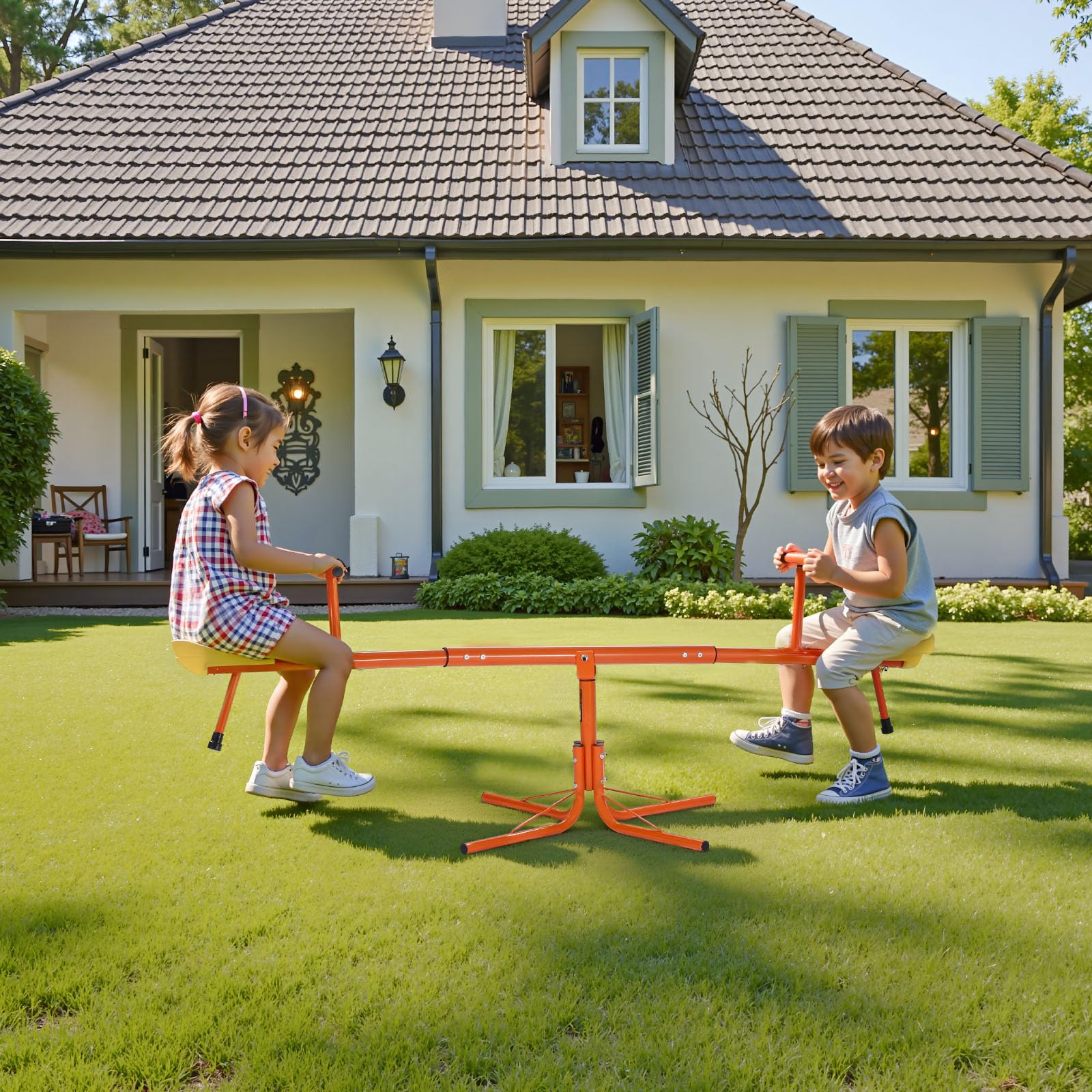 VEVOR Altalena per Bambini, Capacità di 45,4 kg per Posto, Altalena Girevole con Gambe di Supporto a 4 Punte, Attrezzatura da Parco Giochi all'Aperto, Giocattoli da Esterno, Girevole a 360 Gradi