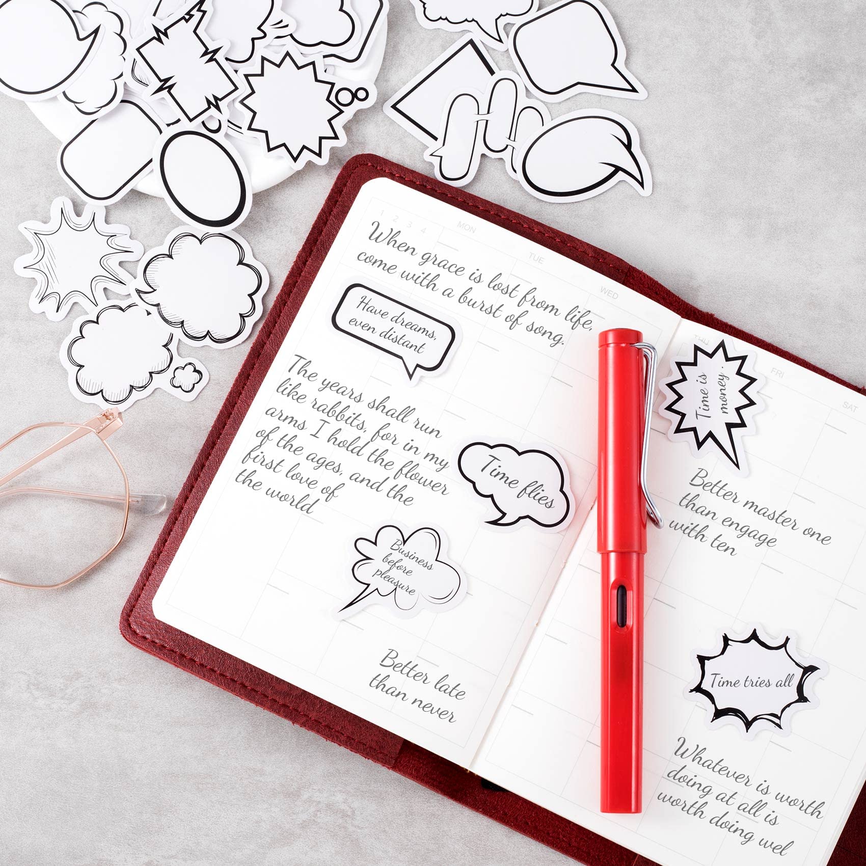 Snapklik.com : OIIKI 45 PCS Dialog Box Paper Stickers, Cute Label ...