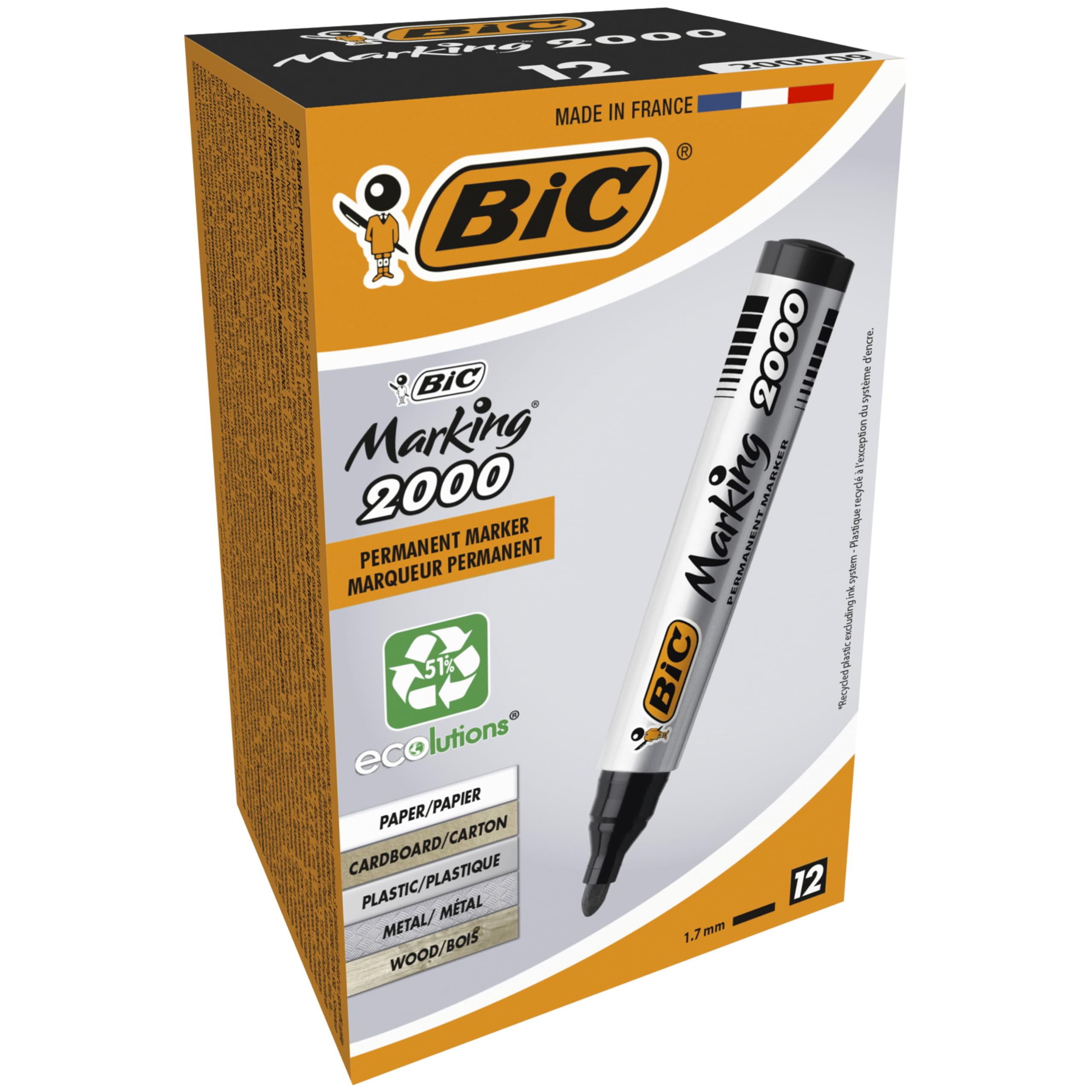 Bic Marking 2000 Ecolutions 8209153 Markery, Czarny, 12 szt.