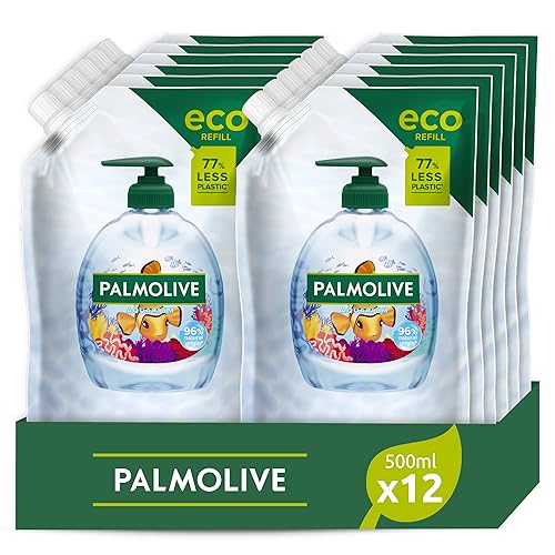 Immagine del prodotto Palmolive Eco Ricarica sapone liquido mani Aquarium 12 x 500ml I Protezione contro i batteri I Vegano | Ingredienti al 96% di origine naturale* I Dermatologicamente testato