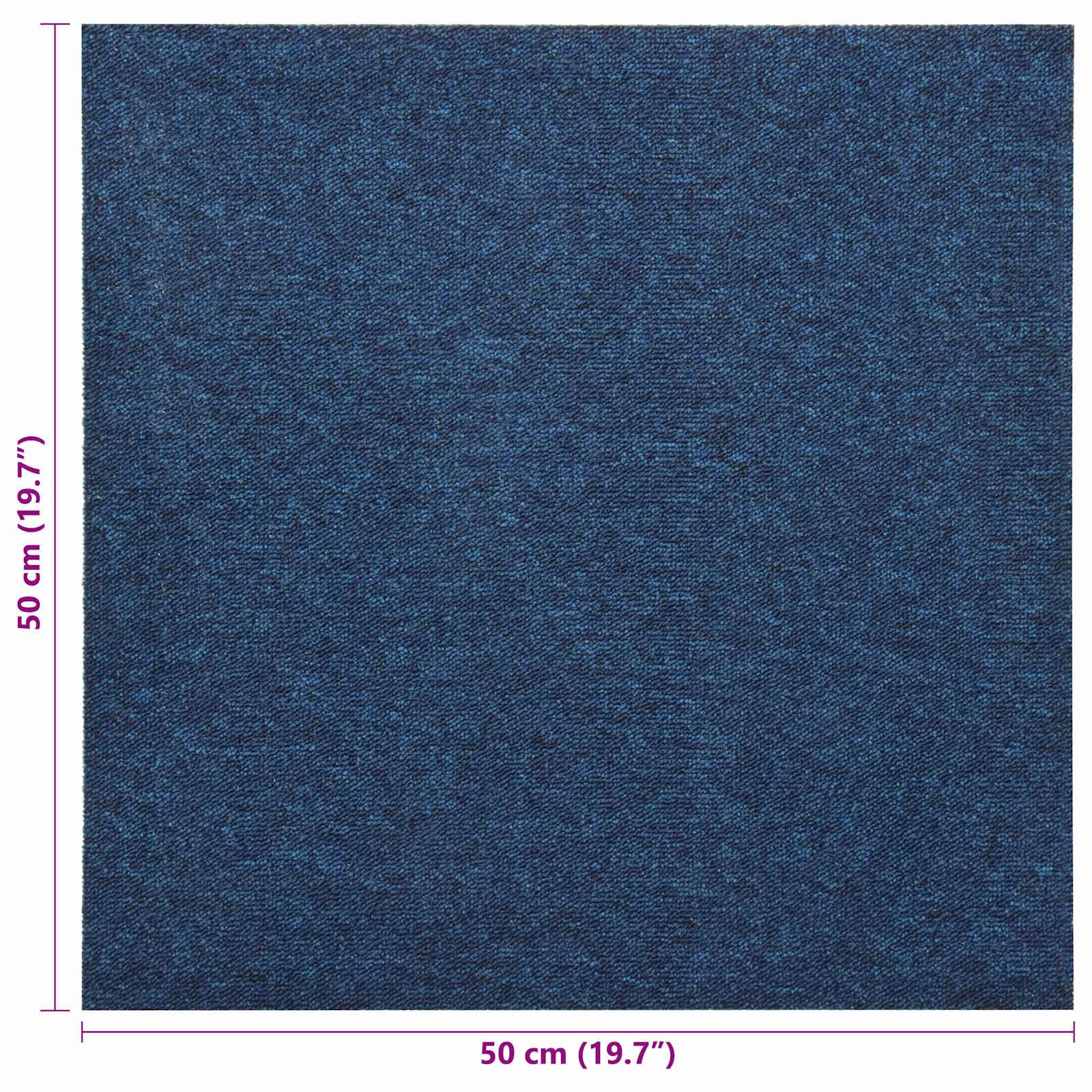 Juego de 20 baldosas de moqueta de 50 x 50 cm, de polipropileno, modulares para interiores, color azul oscuro, fáciles de limpiar, para salón y oficina