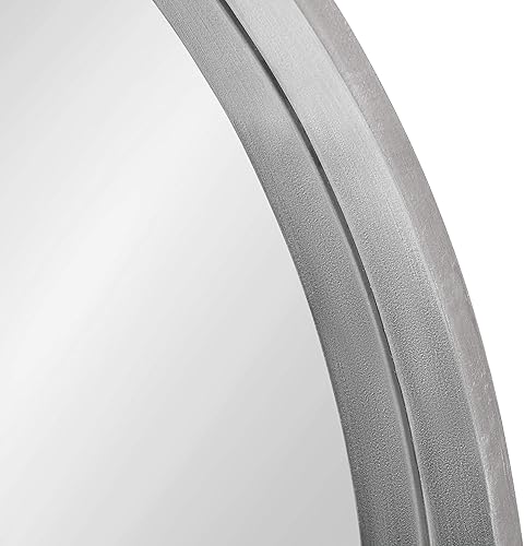 Miniatura 6 de Kate and Laurel Travis - Espejo de pared redondo de madera, 21.6 pulgadas de diámetro, plateado, acento de decoración de pared elegante y glamoroso