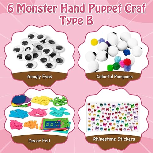 Vista 15 de WATINC Kit de 6 piezas de fabricación de marionetas de mano, calcetines de fieltro para manualidades, juguetes creativos de bricolaje para hacer tus