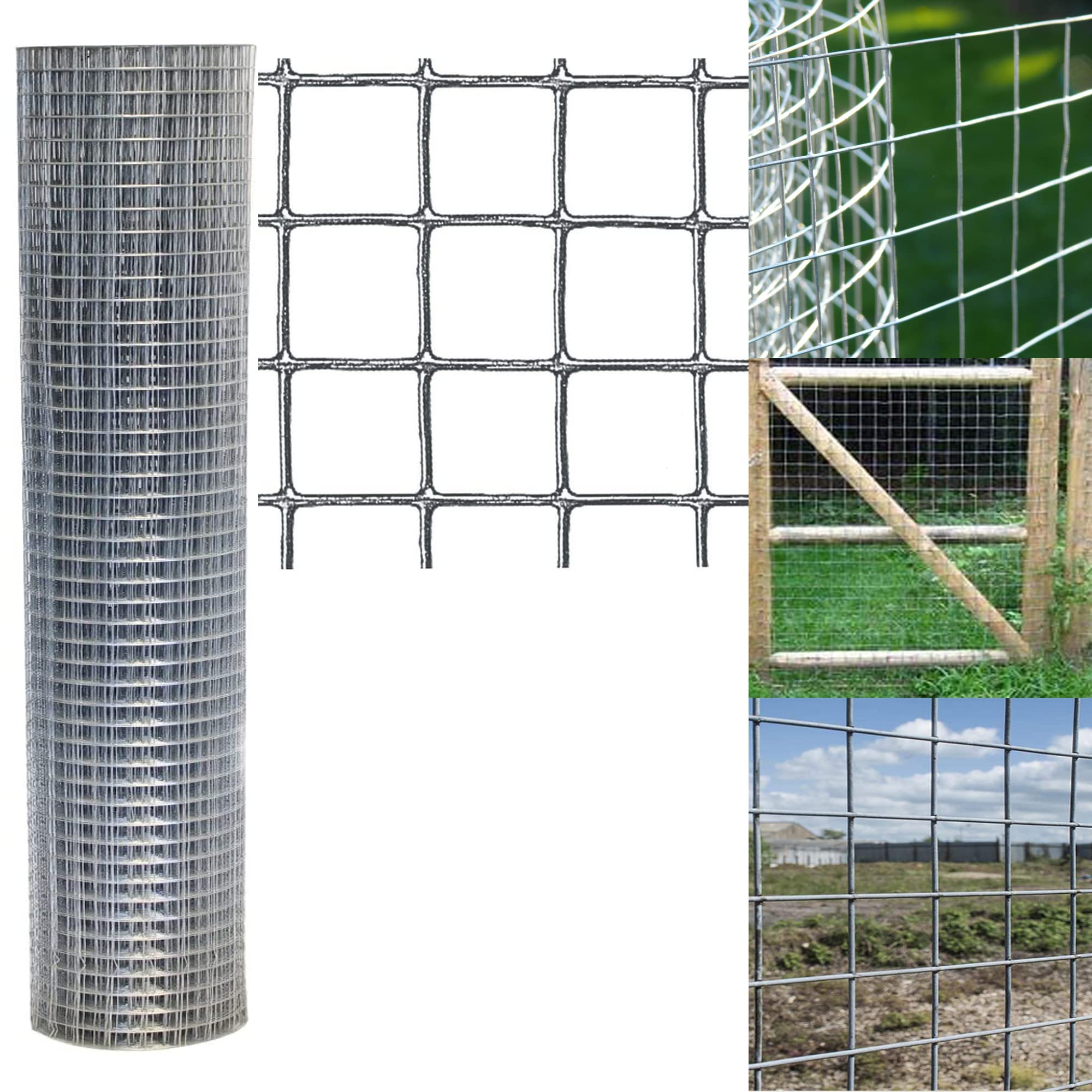 Ansimida Welded Steel Mesh Pane 0.91M X 30M Galvanised Wire Mesh, Ls, Hot Dip Galvanised Wire Netting Fence Mesh, For Chicken Coops, Rabbit Runs, Garden Fencing - 2.5X2.5cm