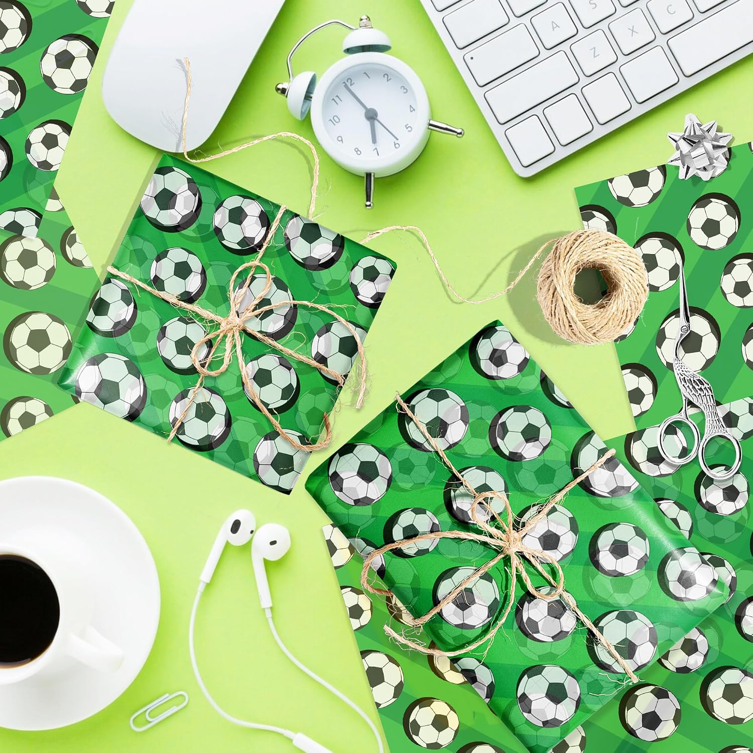 100Sheets Sports Theme Soccer Pattern Tissue Paper Football Gift Wrapping Paper DIY Crafts Tissue for Theme Birthday Party Favor Supplies, 13.8 * 19.7inches