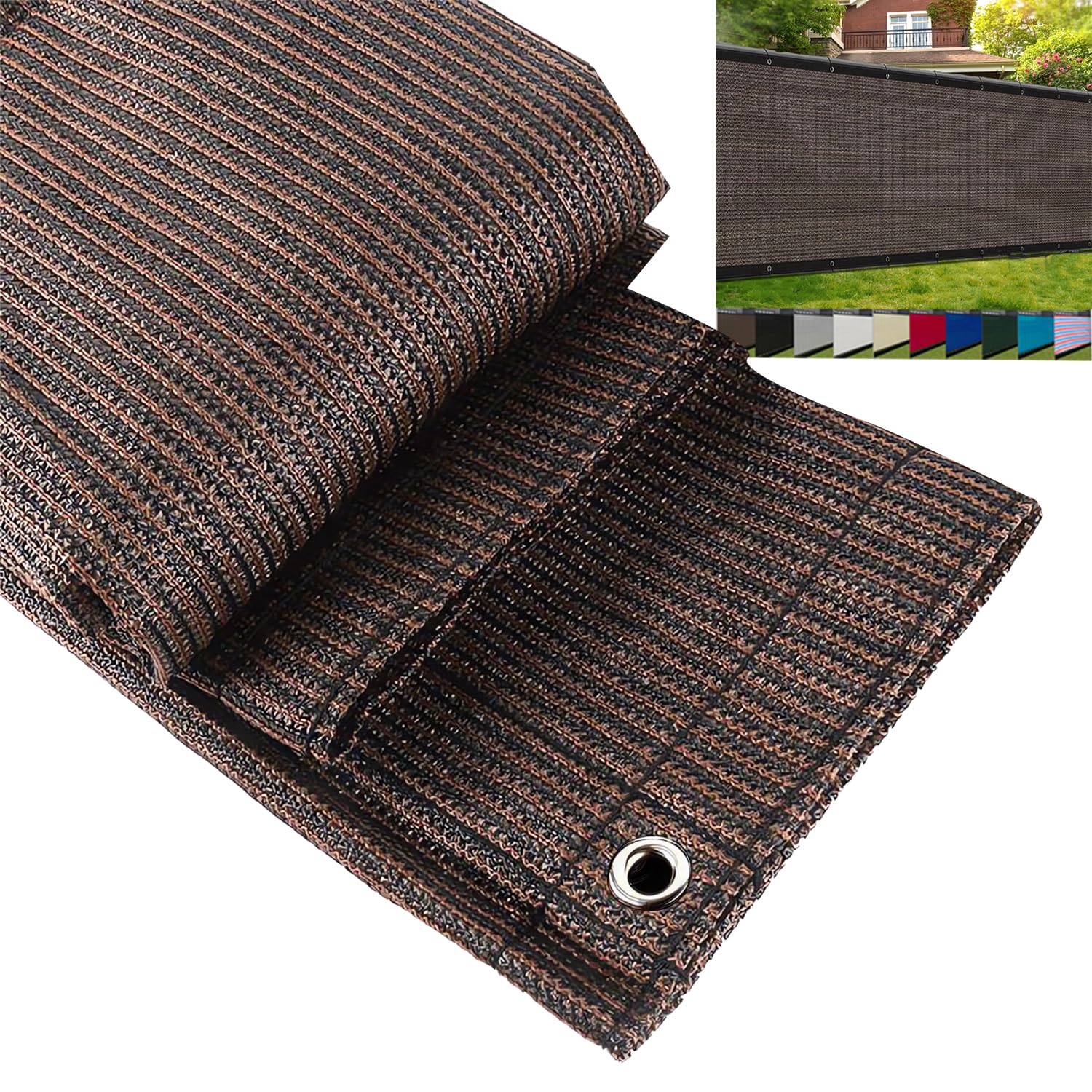 OTIGA Balcony Privacy Screen for Balcony,2x5m Mesh Fabric Garden Screening Outdoor UV protection,180gsm Fence Covering with Eyelets,for Outdoor Privacy Shield, Pool, Terrace, Patio, Fence Cover