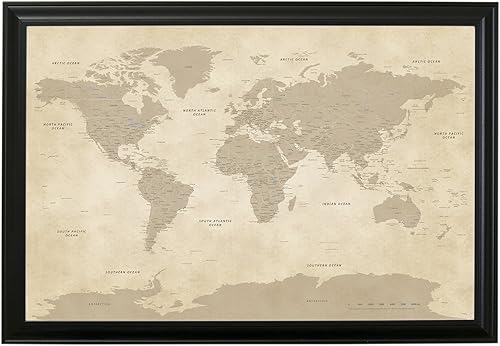 Miniatura 24 de Push Pin Travel Maps Pósteres e impresiones – Mapa de pines enmarcado negro rústico – 27.5 x 39.5 pulgadas – 8 opciones de marco hecho a mano –