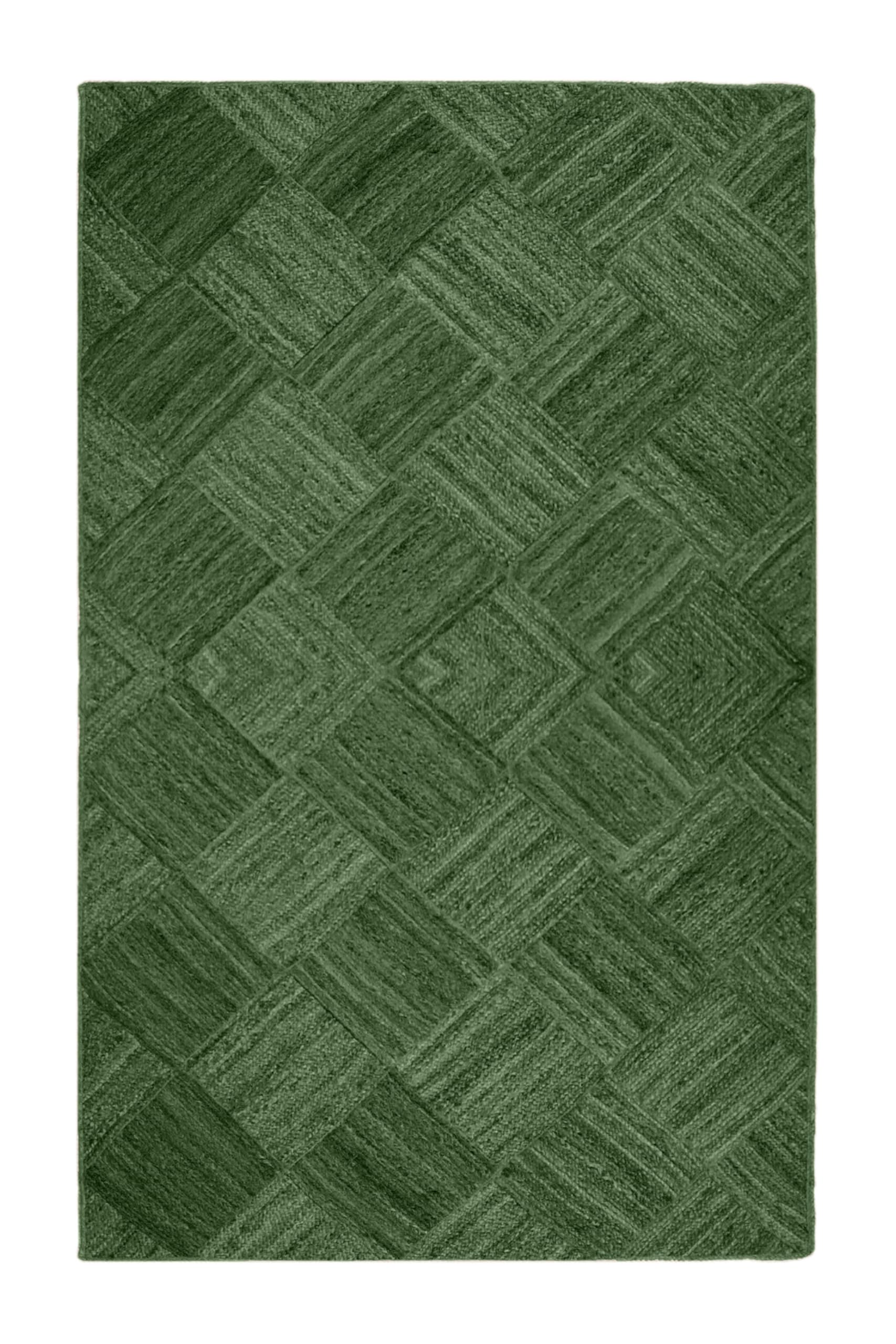 Tapis de couloir en jute tressé Kilim vert 6x30,5 cm pour intérieur et extérieur