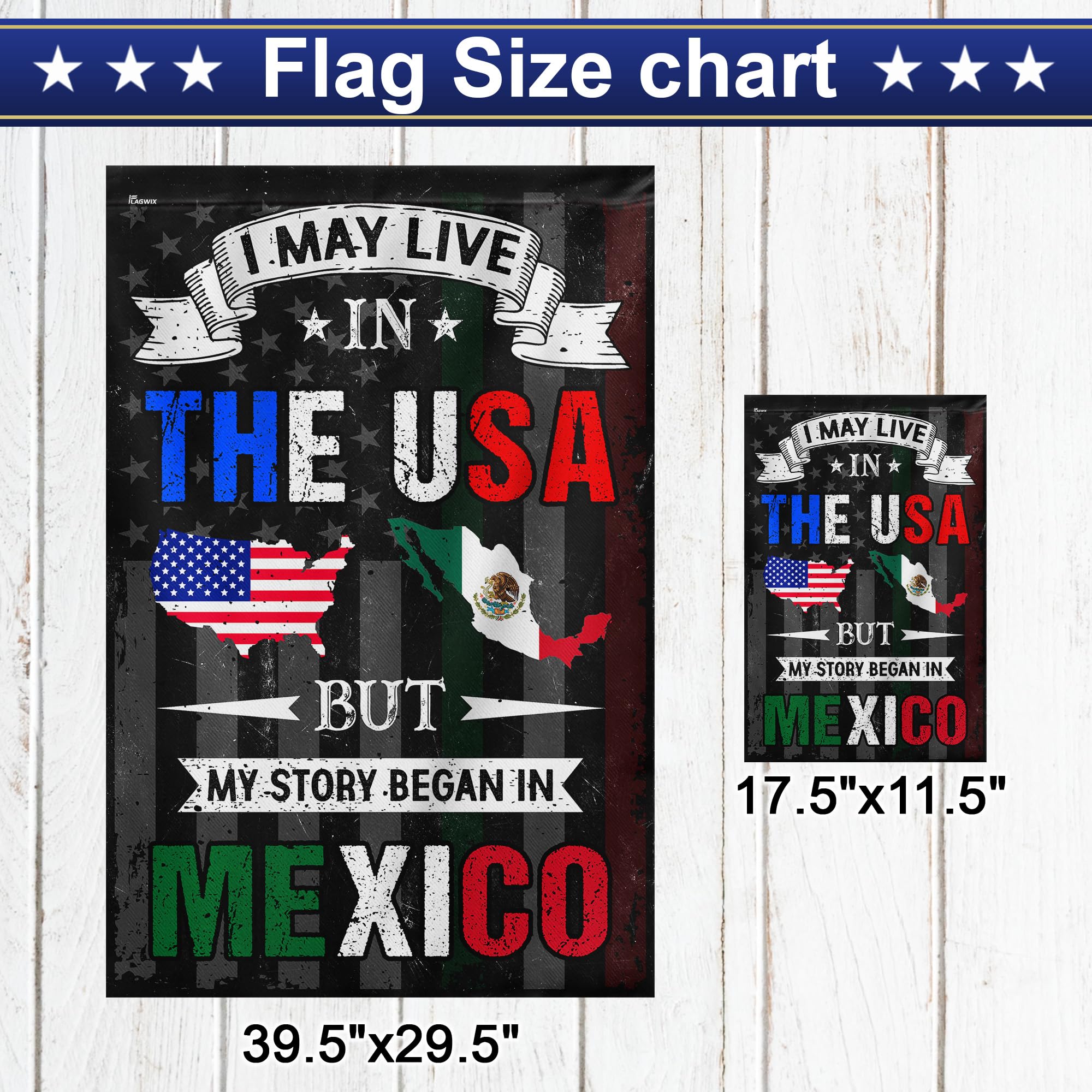 Flags-I Hausflagge „My Story Began In Mexico“ – 74,9 X 100,3 Cm, Doppelseitig, Aus Premium-Polyester