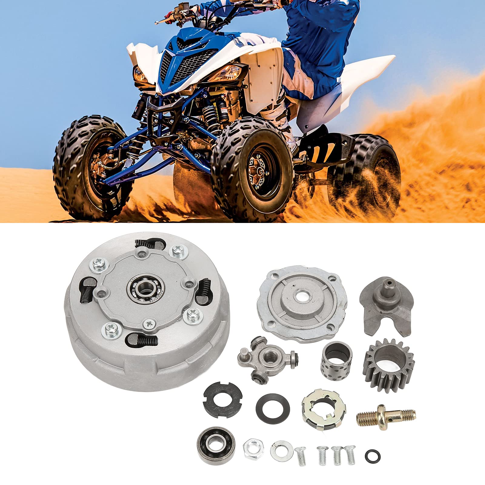 EBTOOLS Conjunto de Embrague semiautomático de 17 Dientes con Kit de Accesorios, Repuesto para 50 CC, 110 CC, 125 CC, 135 CC, ATV, Dirt Bike Gokarts con Motor semiautomático de Marcha atrás