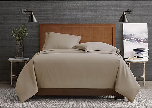 London Fog Juego de funda de edredón y funda de almohada de 3 piezas para lavar prendas de vestir - Tela de microfibra suave - Caqui
