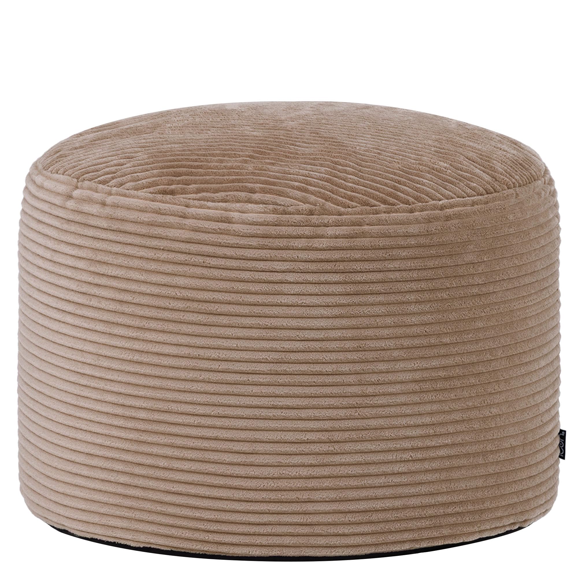 icon Milano Cord Bean Bag Pouffe, Mocha Brown, Large Pouffe Footstool with Filling Included, Footrest, Bedroom, Living Room, Living Room Furniture