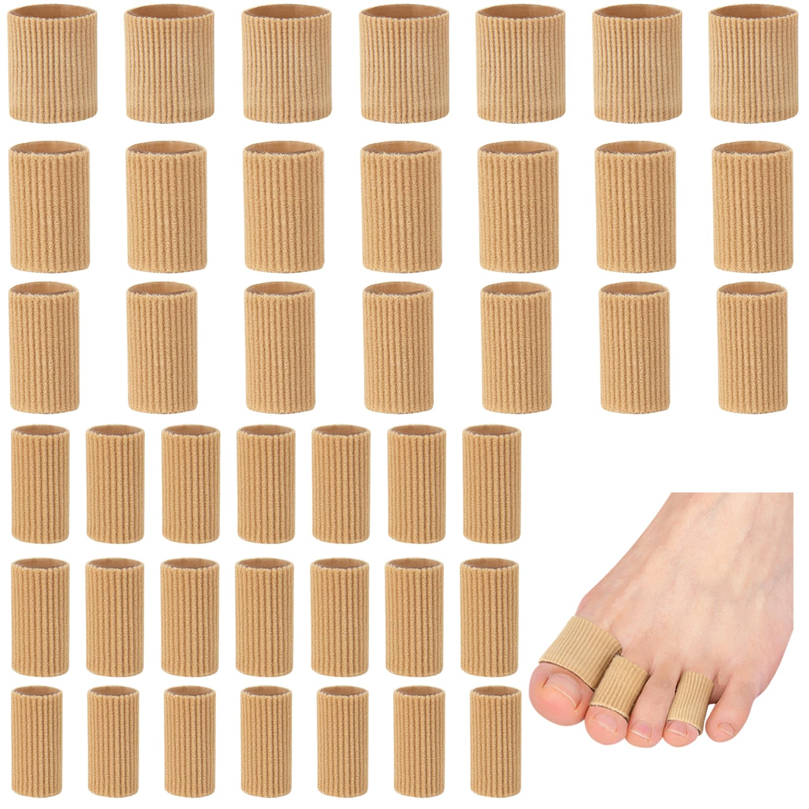 Toe Sleeve Protectors Toe Cushion Tube Soft Gel Corn Pads Protectors, 42PCS Toe Spacers for Bunion, Hammer Toe, Cushions Corns, Blisters, Calluses on Toes, Fingers, Feet, YEAJOIN (5 Size)