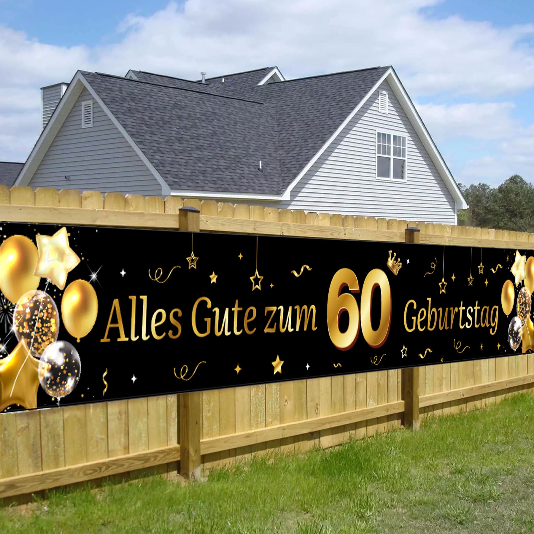 60. Geburtstag Banner – Schwarz-Gold, 180x110 Cm, Für Männer & Frauen, Party-Deko