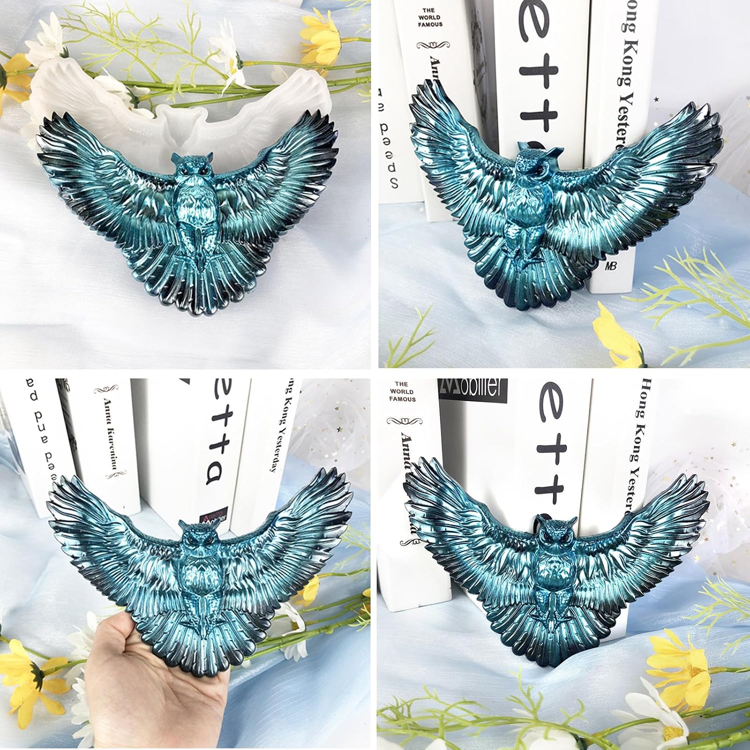 2Pcs Owl Resin Molds, 3D Animal Silicone Epoxy Molds, Lifelike Large Animal Silicone Molds for Resin Casting, DIY Art Crafts Wall Door Hanging Desktop Home Office Decor Cabinets Ornament