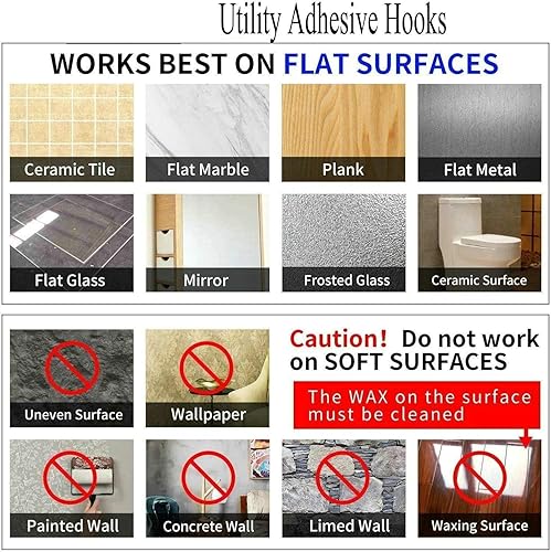 Miniatura 7 de ALLFONDO - Ganchos de pared adhesivos de acero inoxidable, 33 libras (máximo), paquete de 25, ganchos de pared impermeables a prueba de óxido para