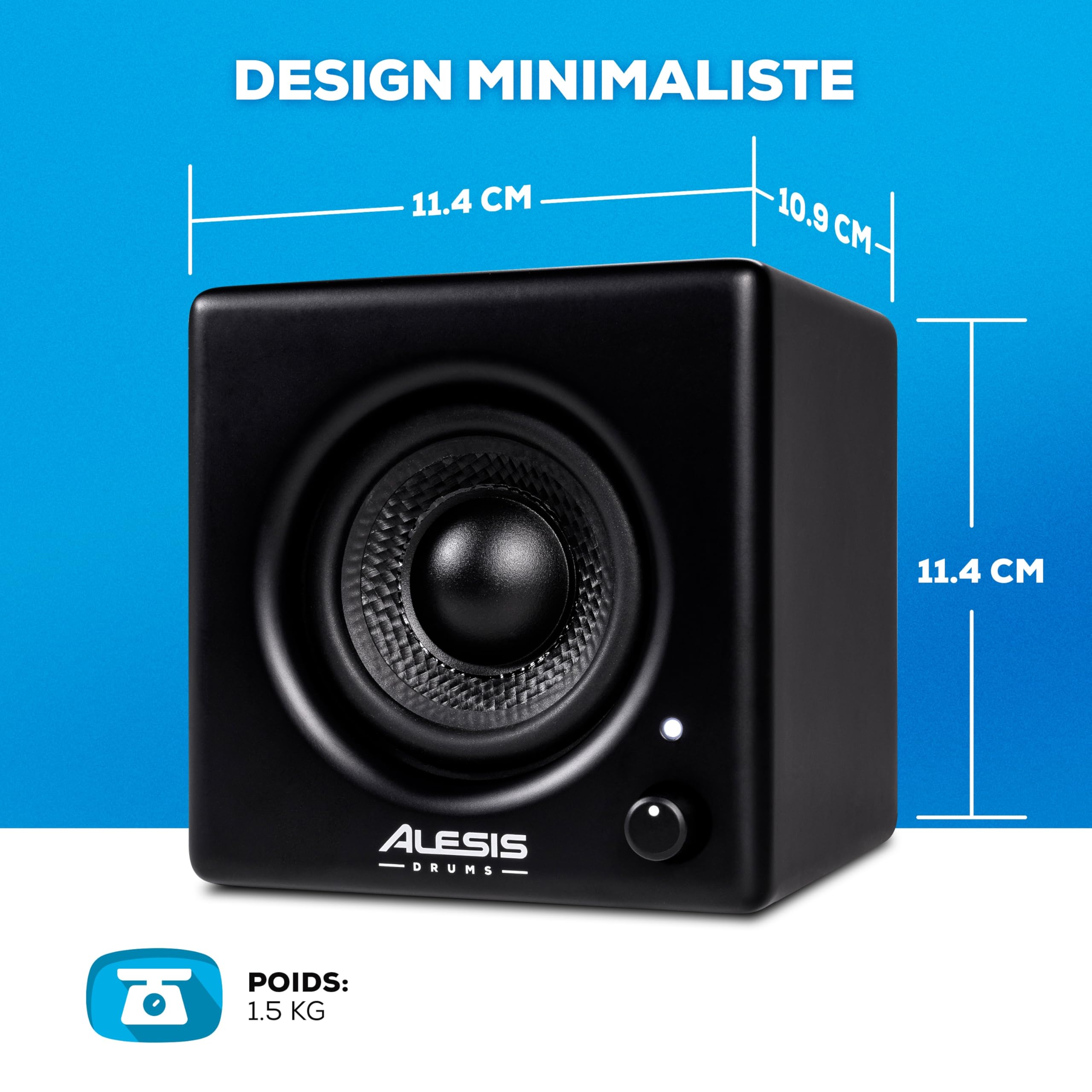 Alesis Nitro Amp - Haut-Parleur de Batterie Électronique 3" Actif 70 W Compact pour l'entraînement et Les Leçons, montable sur Rack avec Les Pinces incluses