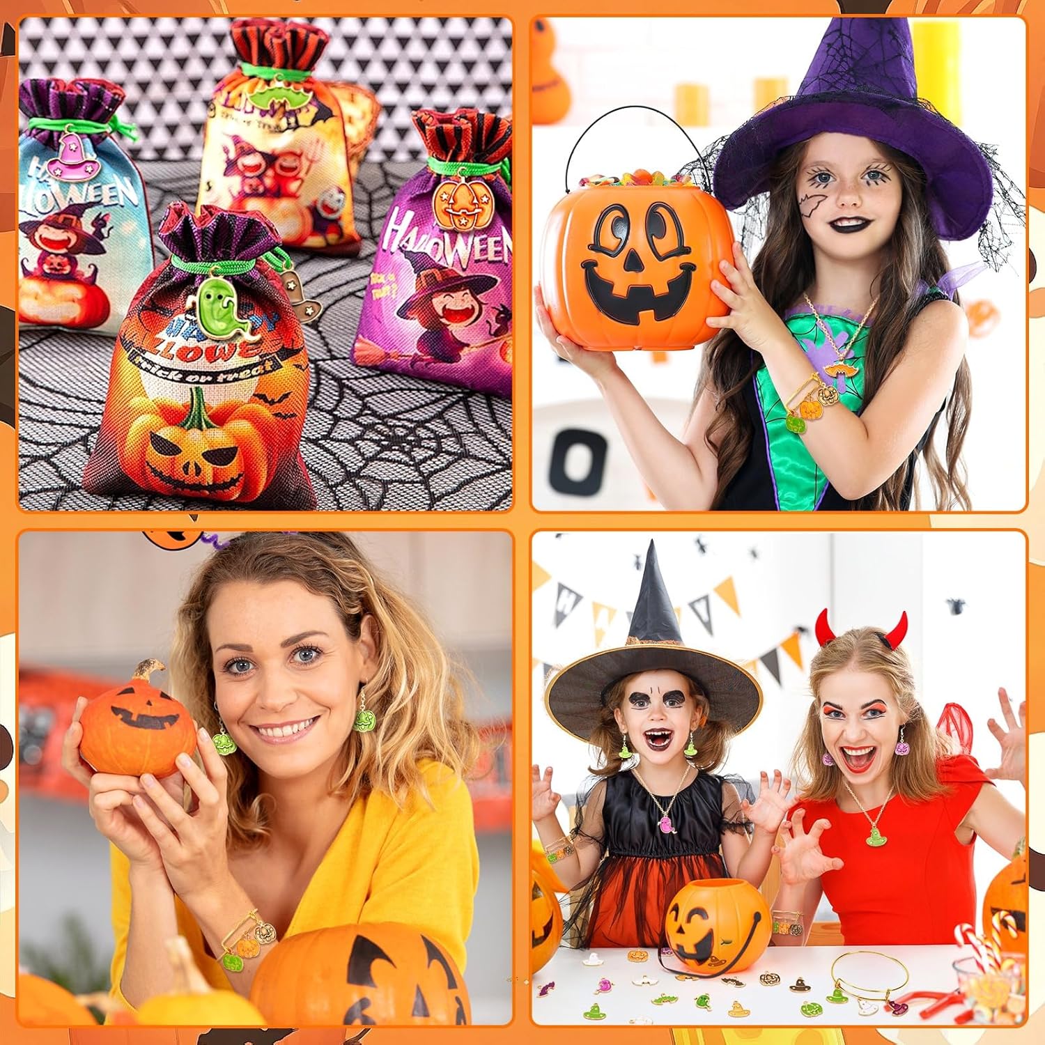 60Pcs Halloween Charms, Halloween Decorations Charms for Jewelry Making, Mixed Pumpkin Ghost Bat Witch Hat Enamel Pendants for Bracelets Necklaces Earrings Making and Crafting - Image 7