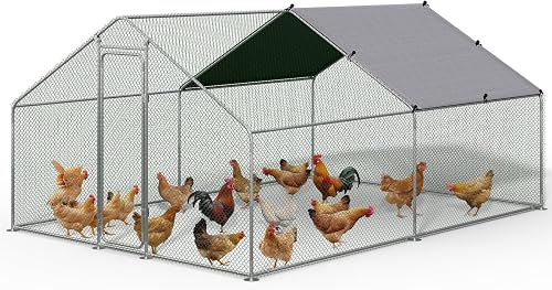 VOUNOT® Enclos Poulailler Extérieur 12 m² en Métal Parc G…