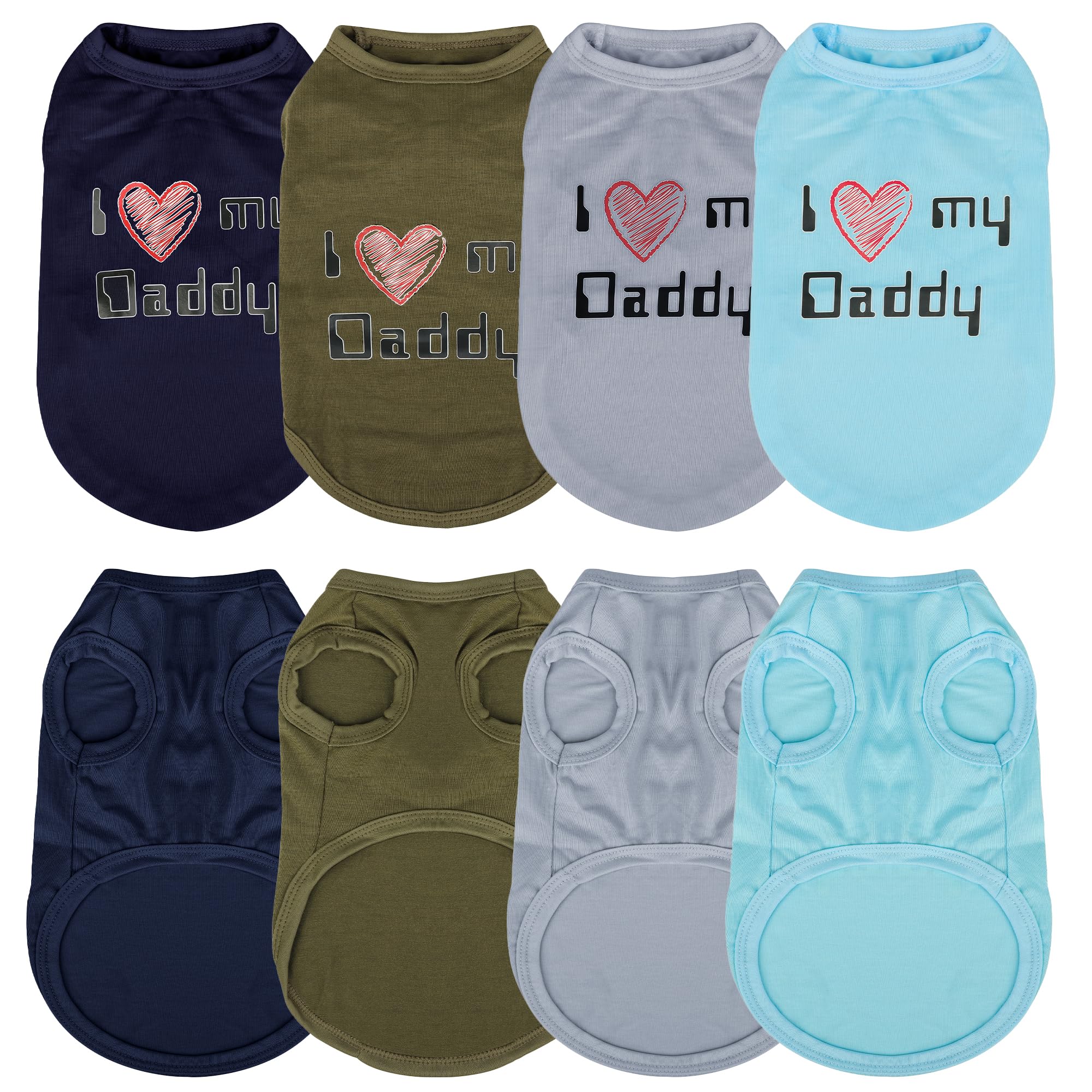 Expressive Pet Vest: 4PCS Sleeveless Dog Shirt with 'I Love My Daddy' Slogan, Ideal for Chihuahuas, Poodles, Yorkies, and More - Adorable Design,