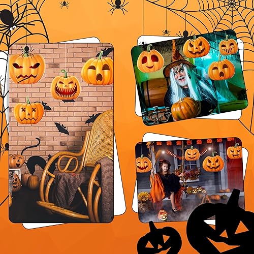 Miniatura 5 de Soaoo 12 calabazas colgantes de doble cara para colgar al aire libre, de plástico volador, de 8.5 x 9 pulgadas, decoración de Halloween al aire
