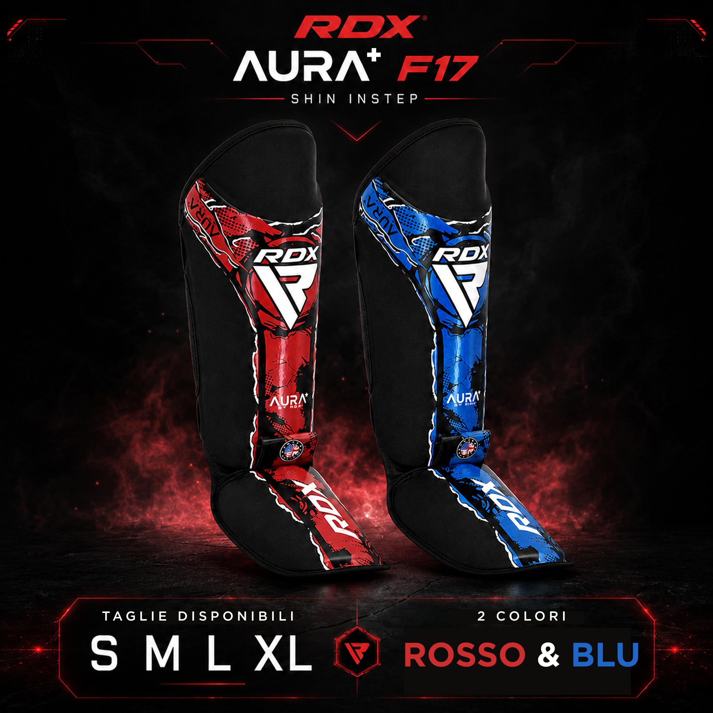 RDX Paratibie Aura F-17, Paratibie Kickboxing per Donne e Uomini, Paratibie MMA con Schiuma Stampata Ammortizzante, Paratibie Muay Thai e Protezioni per Arti Marziali