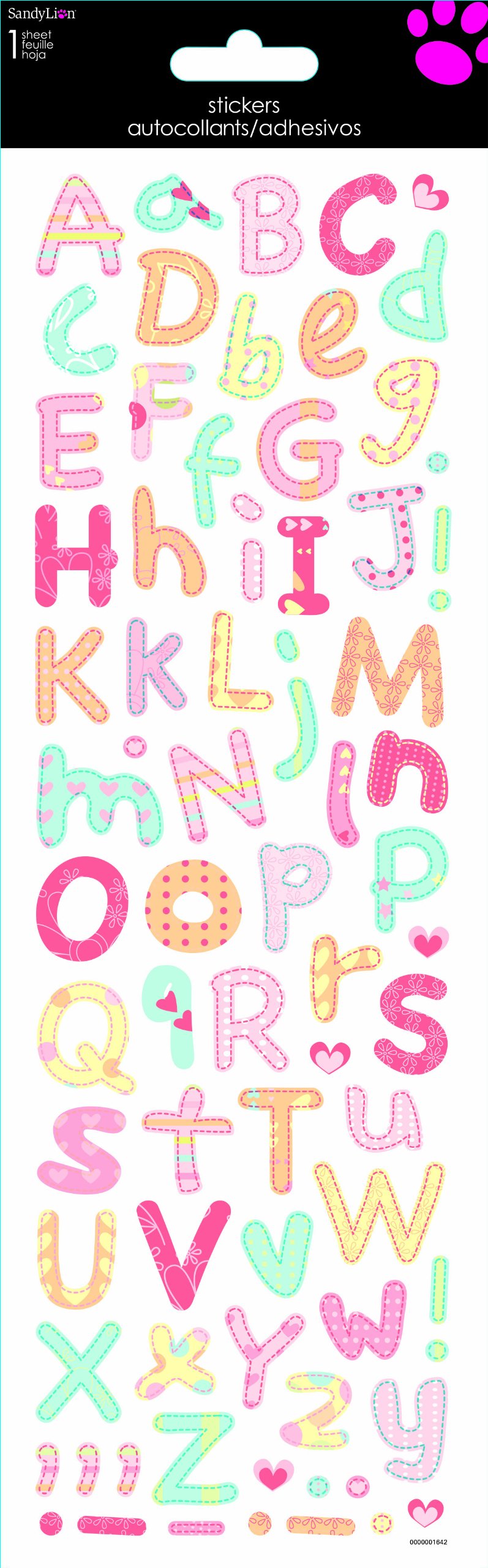 Sandylion Autocollant alphabet en mousse pour fille, 10,2 x 30,5 cm