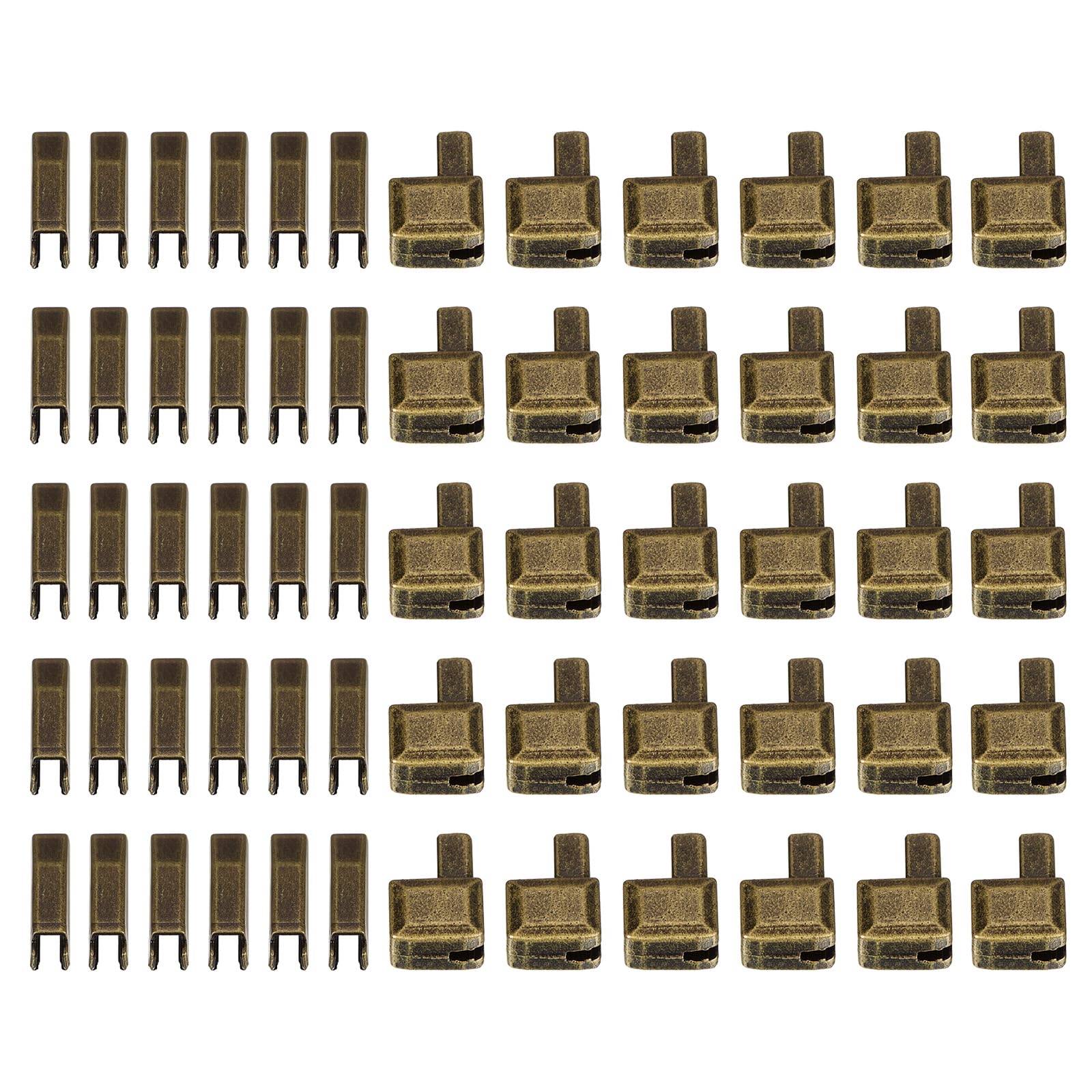 sourcing map 30Sets Zipper Repair Kits, #5 Retainers Box & Insertion Pins, Metal Latch Sliders for Bags Coats Open-end Zippers Replacing, Bronze Tone