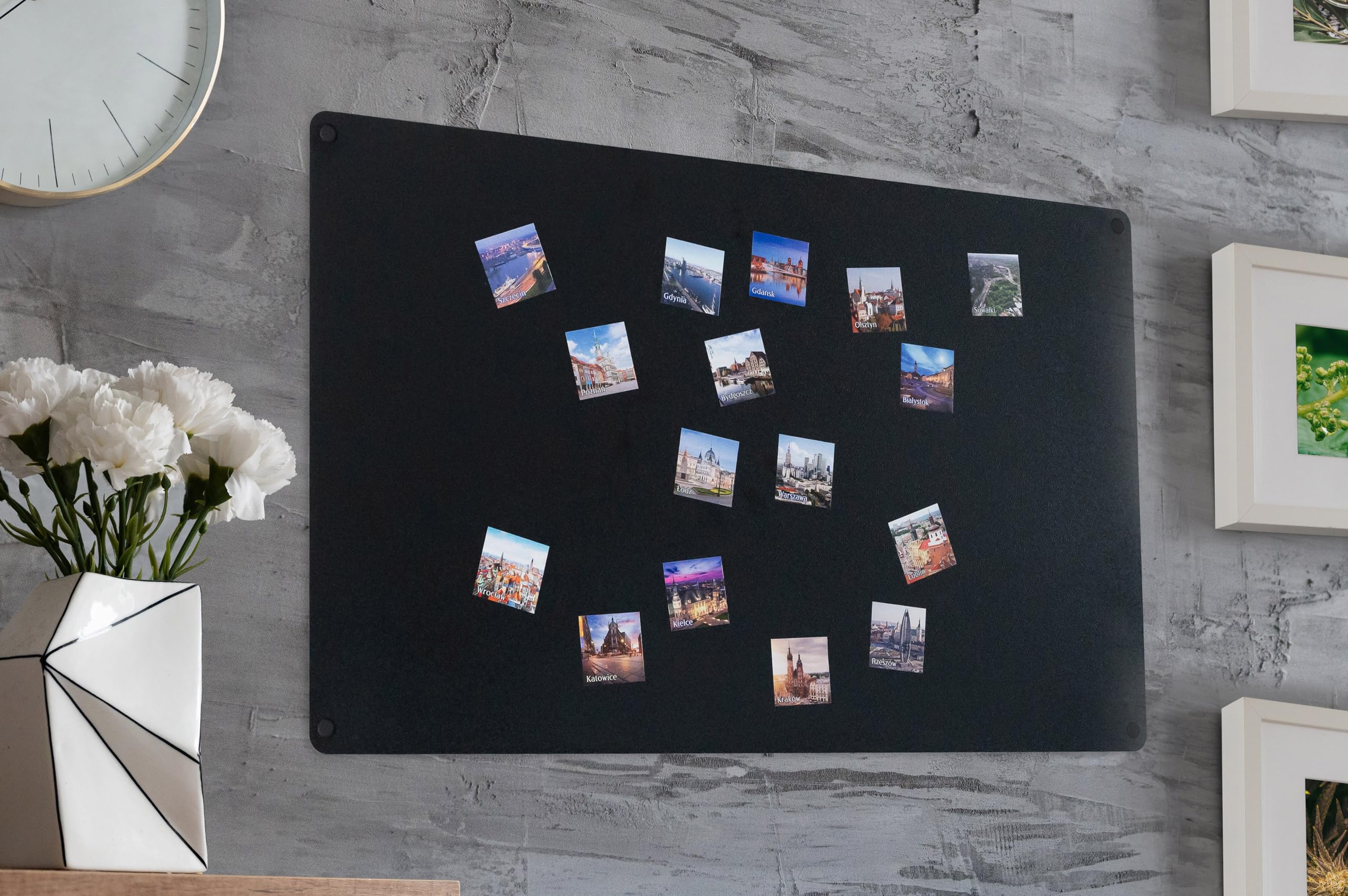 Lavagna Magnetica da Parete Nero 80x50 cm Pannello Megnetico in Acciaio Memoboard Magnetica per Calamite
