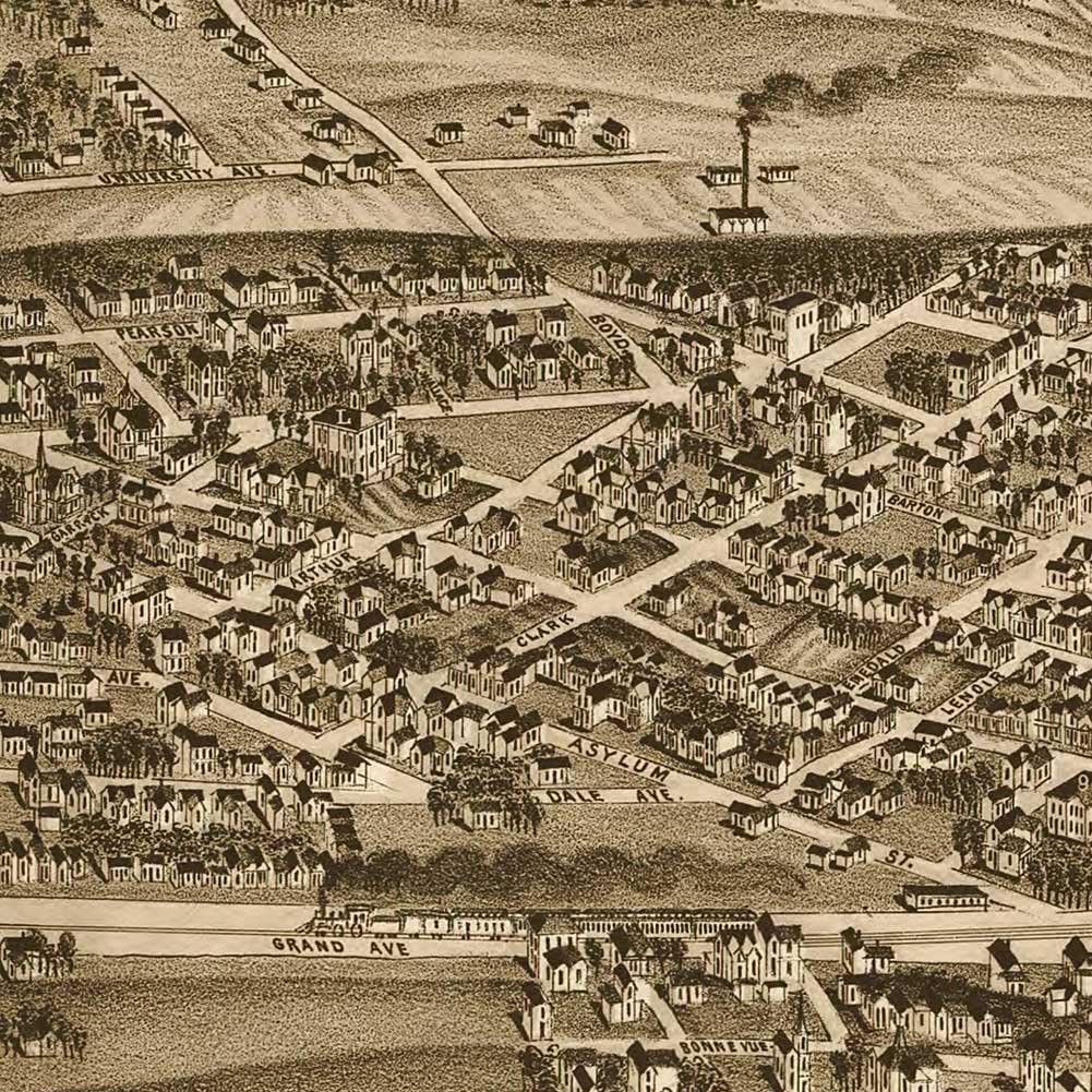 Antiguos Maps Panoramic View of Knoxville Tennessee by Henry Wellge circa 1886 | Art Print Poster Vintage Wall Decor | 24 x 36 inches (610 x 915 mm)