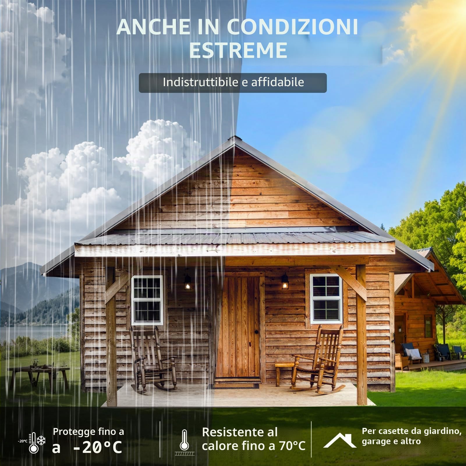 1 x 5 m pellicola per tetto in alluminio, 5 ㎡, autoadesiva, per case da giardino, tettoie e capannoni, resistente ai raggi UV e impermeabile, colore: grigio argento