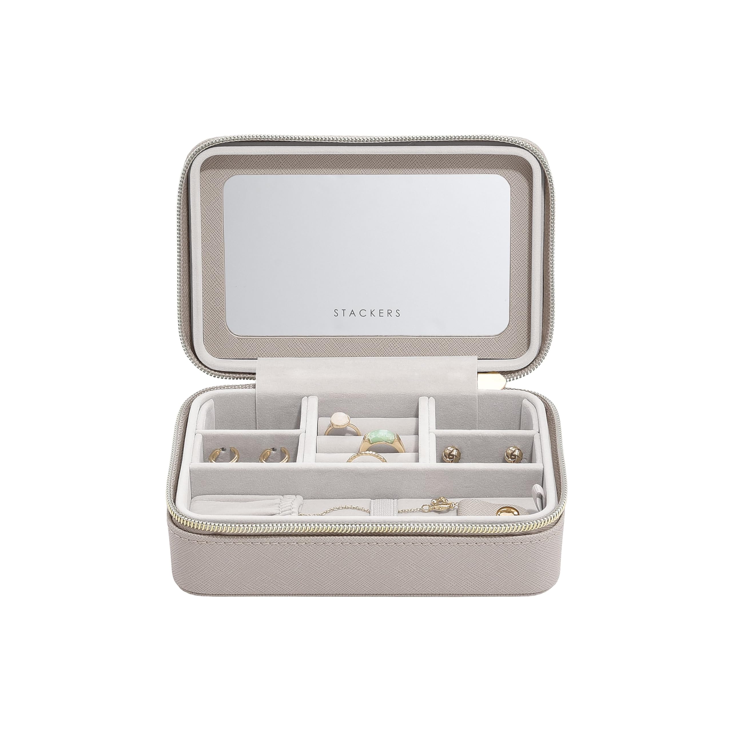 Stackers Taupe Raffia Luxury Travel Jewellery Box