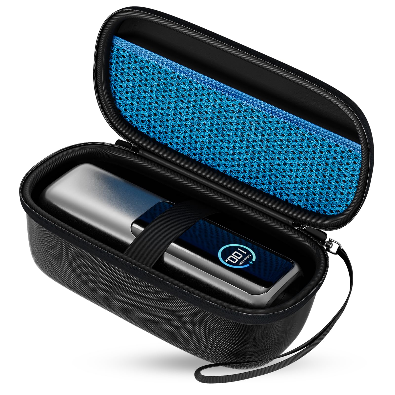 ProCase Twardy futerał do Anker 737 Power Bank 25000mAh 165W - czarny | Zapinany na zamek podróżny organizer do przechowywania, kieszeń z siatki na kable i akcesoria, przenośna torba na ładowarkę
