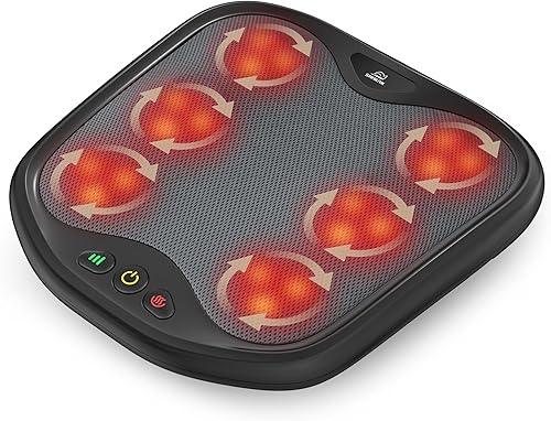 Vista 9 de Snailax 2 en 1 Shiatsu masajeador de pies y espalda con calor, funda lavable, nodos de masaje flexibles para todos los tamaños de pies, calentador
