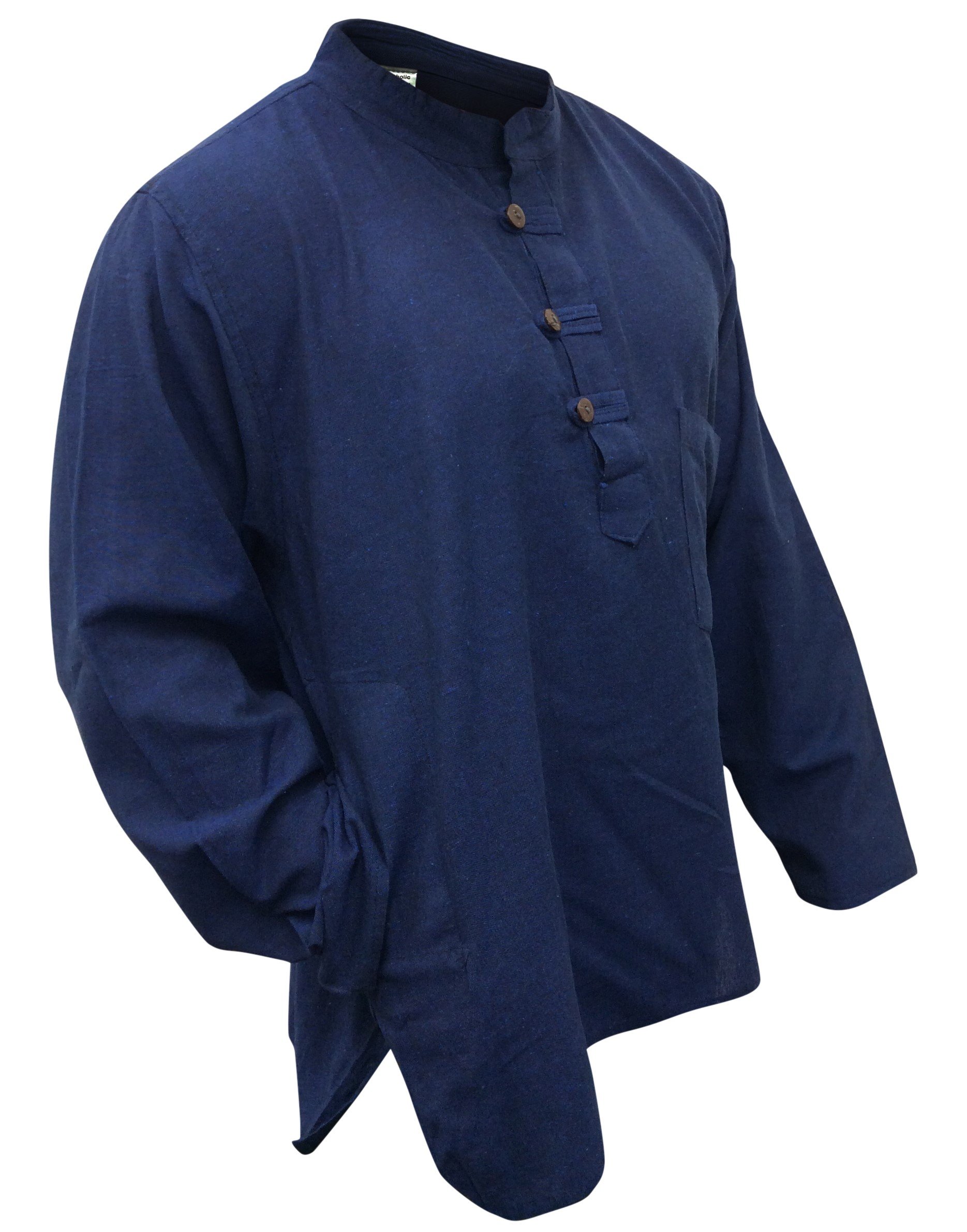 SHOPOHOLIC FASHION Mens Light Weight Hippy Festival Plain Grandad Shirt, (Blue/XXL)