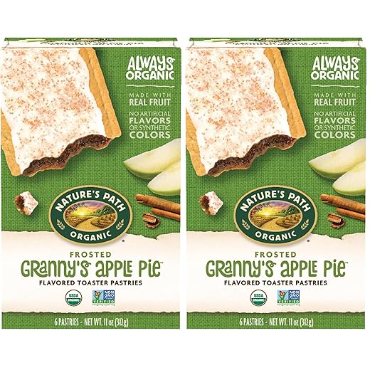 Nature's Path Organic Toaster Pastries, Frosted Granny's Apple Pie, 6 Count (Pack of 2)