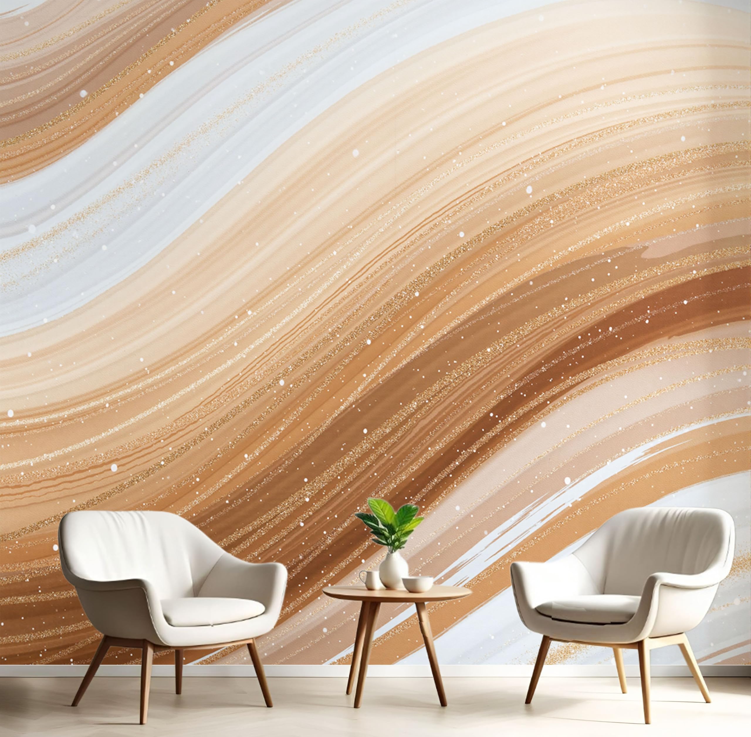 Papier peint panoramique géométrie terre cuite 300x210cm salon