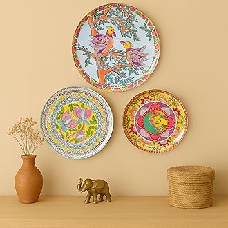 - RITUALISTIC Madhubani Wall Plates for home decoration | Wall decor items for living room | Metal Wall Décor | Gift items for unisex | Home Décor Gift Items | Wall art | Wall showpiece | Set of 3 plate