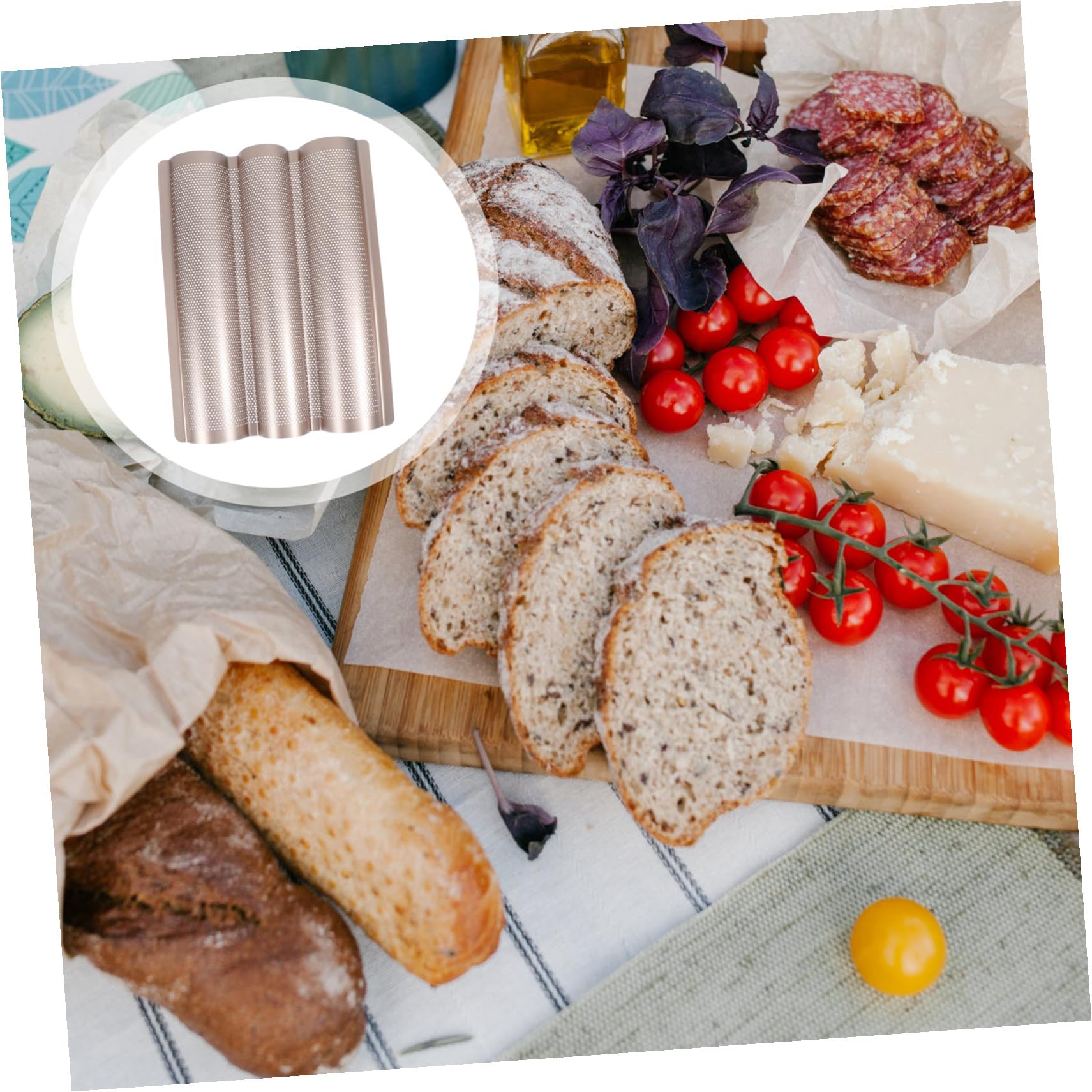 TOYANDONA Baguette Backform aus Antihaft Material mit Geschlitztem Design für Französisches Brot Backblech Brotbackform Küchenhelfer