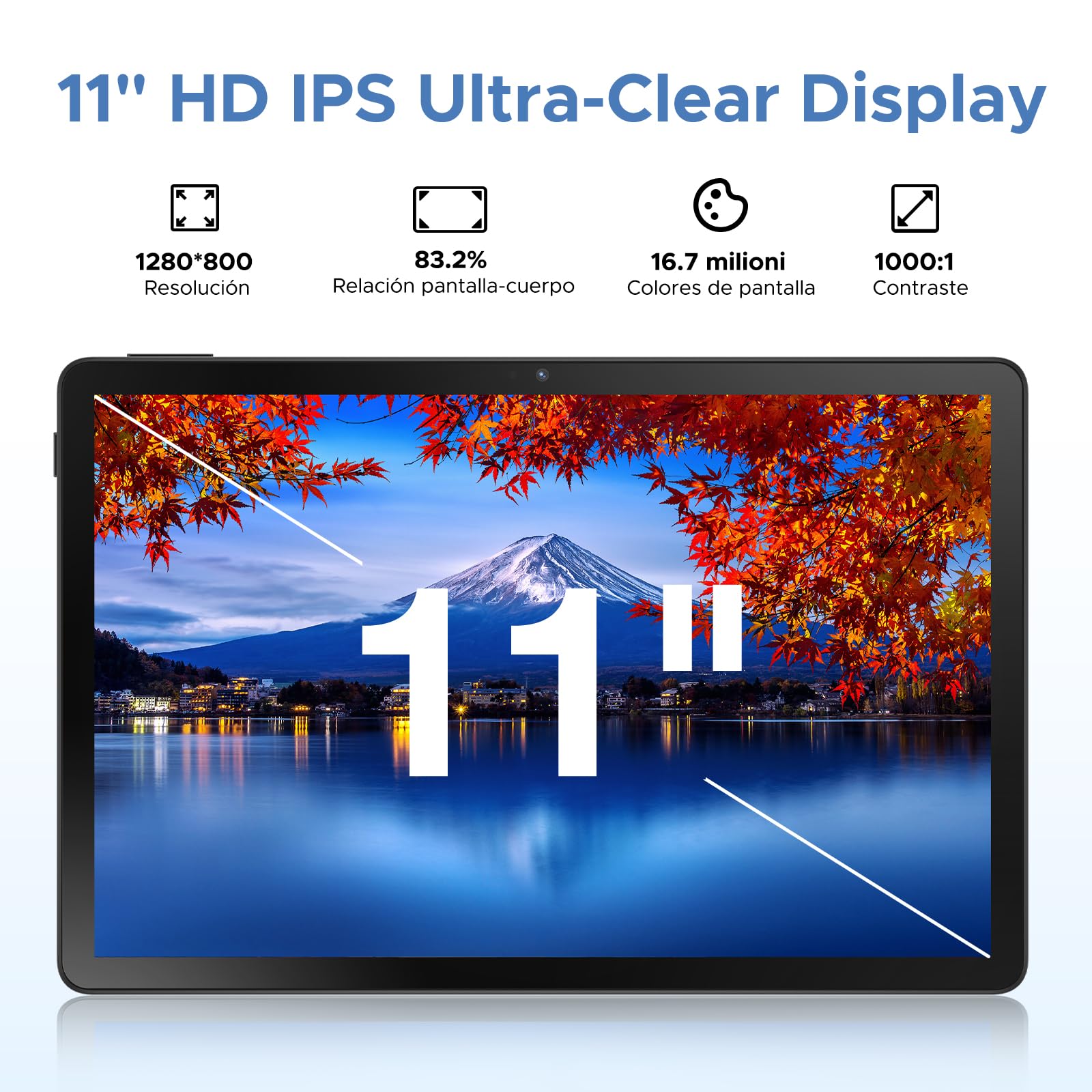 U11 Pro Android 16 Tablet 11 Pulgadas, 30GB RAM+256GB ROM+2TB TF, Unisoc T7200 Octa-Core 8580mAh Tablets, 90Hz HD Tablet Android, Gemini AI, Widevine L1, Cámara 13MP/5G WiFi/3.5mm Audio/GPS