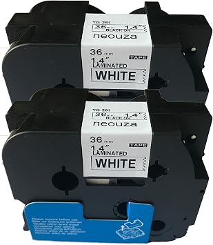NEOUZA 2PK Compatible for Brother P-Touch Laminated TZe TZ 261 Label Tape Black on White Width 1.5" 36mm x Length 26.2 8m