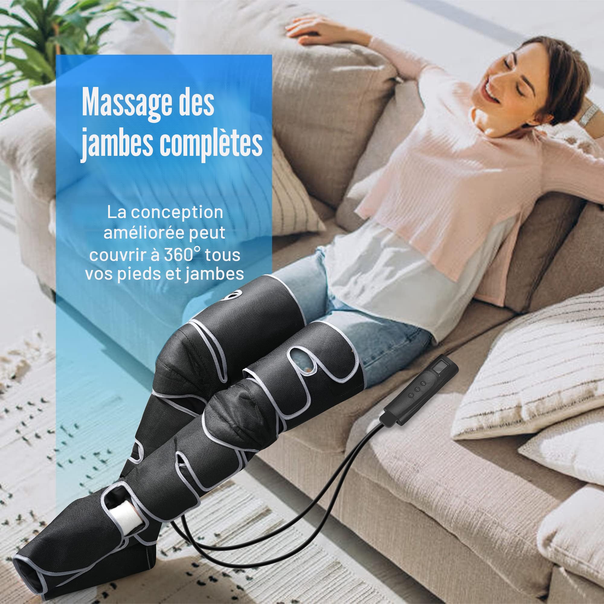 COMFIER Masseur de jambes pour la circulation sanguine et le soulagement de la douleur, masseur de jambes avec chaleur,3 réglages de chaleur et 3 intensités,cadeau de Thanksgiving