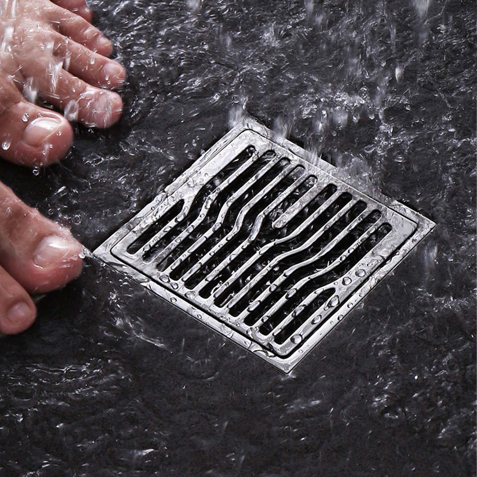Odpływ podłogowy, sitko odpływu podłogowego ze stali nierdzewnej Kwadratowy odpływ podłogowy Wyjmowany odpływ podłogowy prysznica Kolor szczotkowany Odpływ prysznicowy 100 * 100 mm