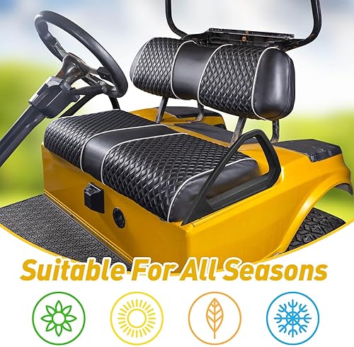 Miniatura 5 de NOKINS Fundas de asiento de carrito de golf para Club Car DS OEM, cojín de asiento delantero ordinario, respaldo de cuero de vinilo con diamantes