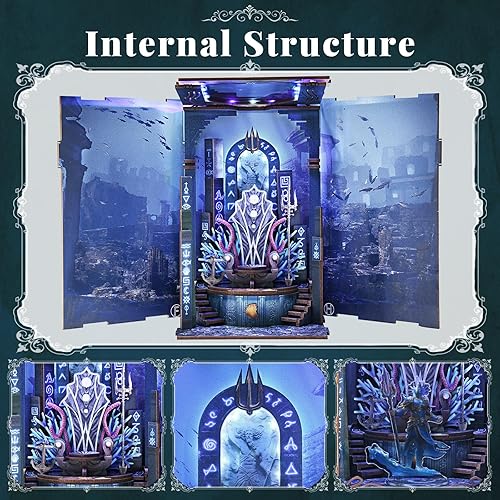 Miniatura 45 de Kit de rincón de libros en miniatura, rompecabezas de madera 3D con luz LED para decoración de estantería (más allá de la biblioteca)