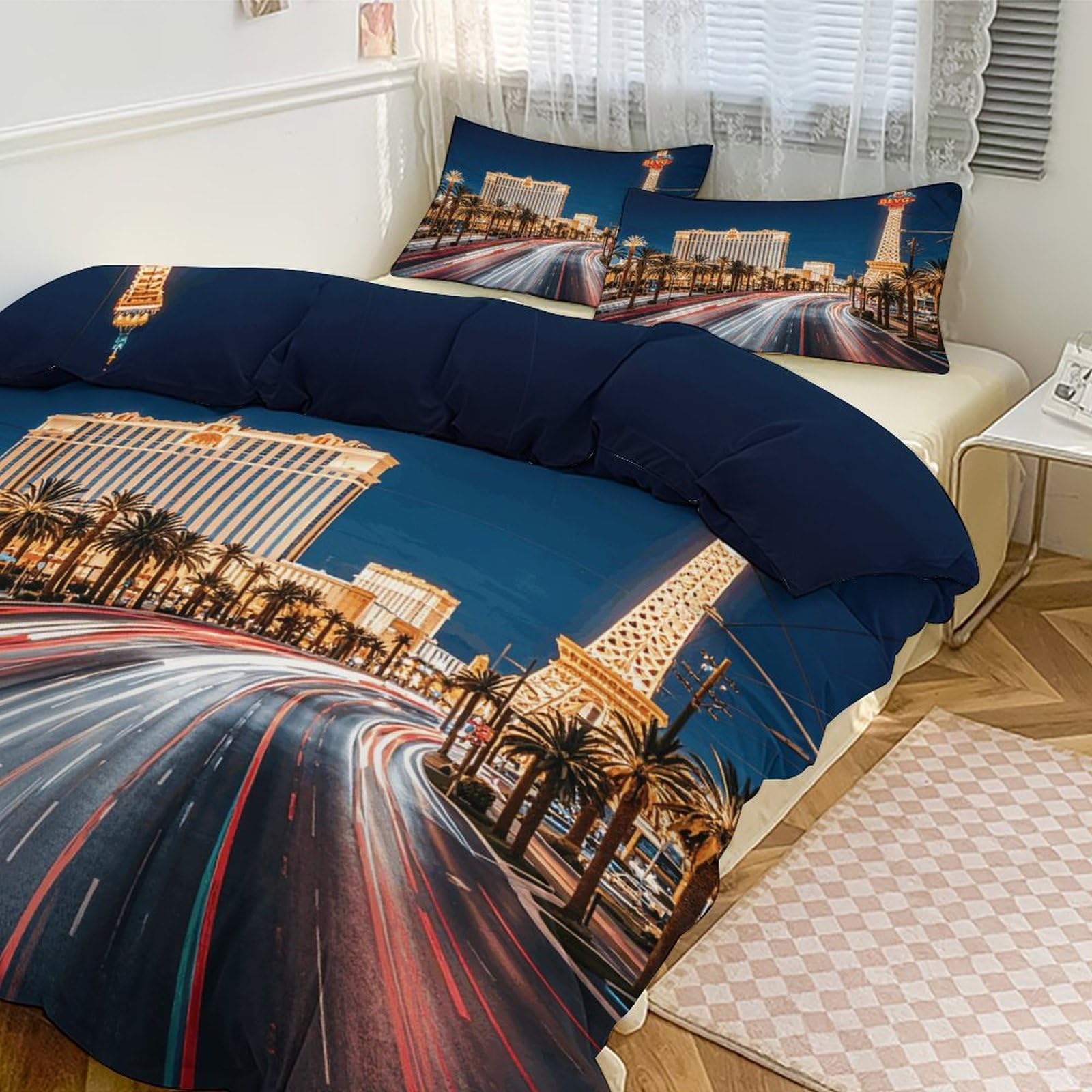 Parure de lit 3 pièces Las Vegas 228x228cm avec ses 2 taies d'oreiller douces