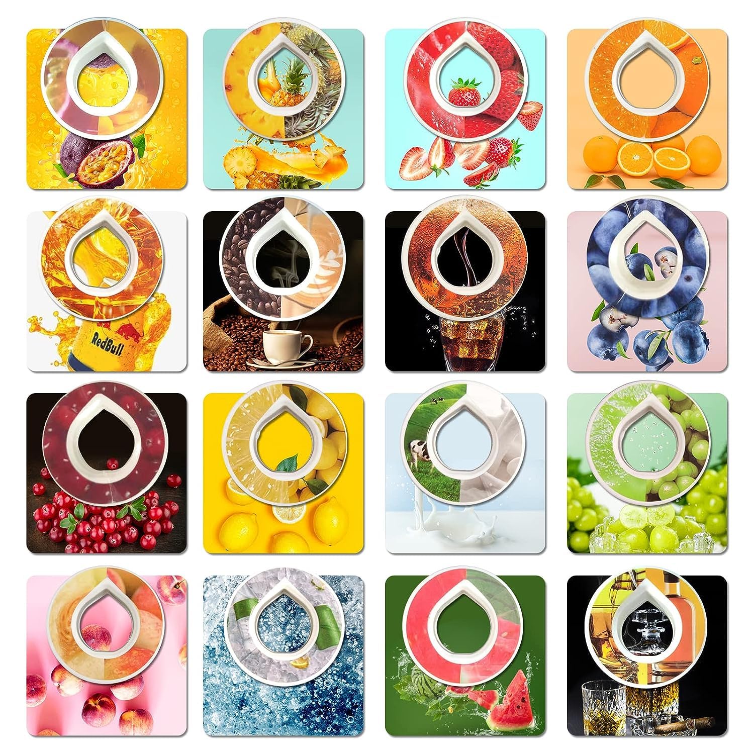 RIGWARL 16 Water Bottle Flavour Pods, 16 Different Flavours, 0 Sugar, 0 Calories