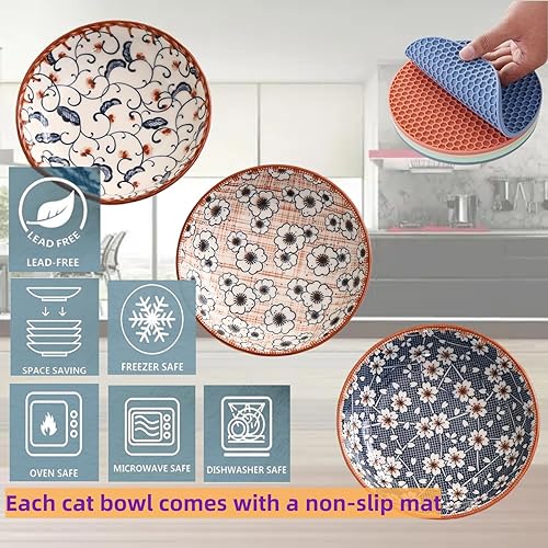 Miniatura 5 de 3 cuencos de comida para gatos, cuencos de cerámica para gatos de 5.5 pulgadas, platos pequeños para gatos de interior, platos poco profundos para
